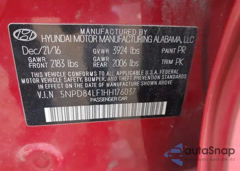 2017 Hyundai Elantra Se из США, поврежденный, VIN 5NPD84LF1HH176037